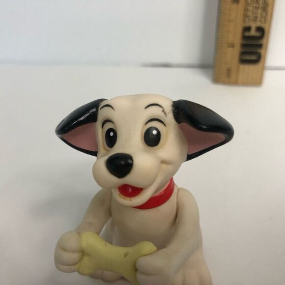 disney 101 dalmatians puppy dog rubber figure holding bone arms move up and down - Picture 3 of 5
